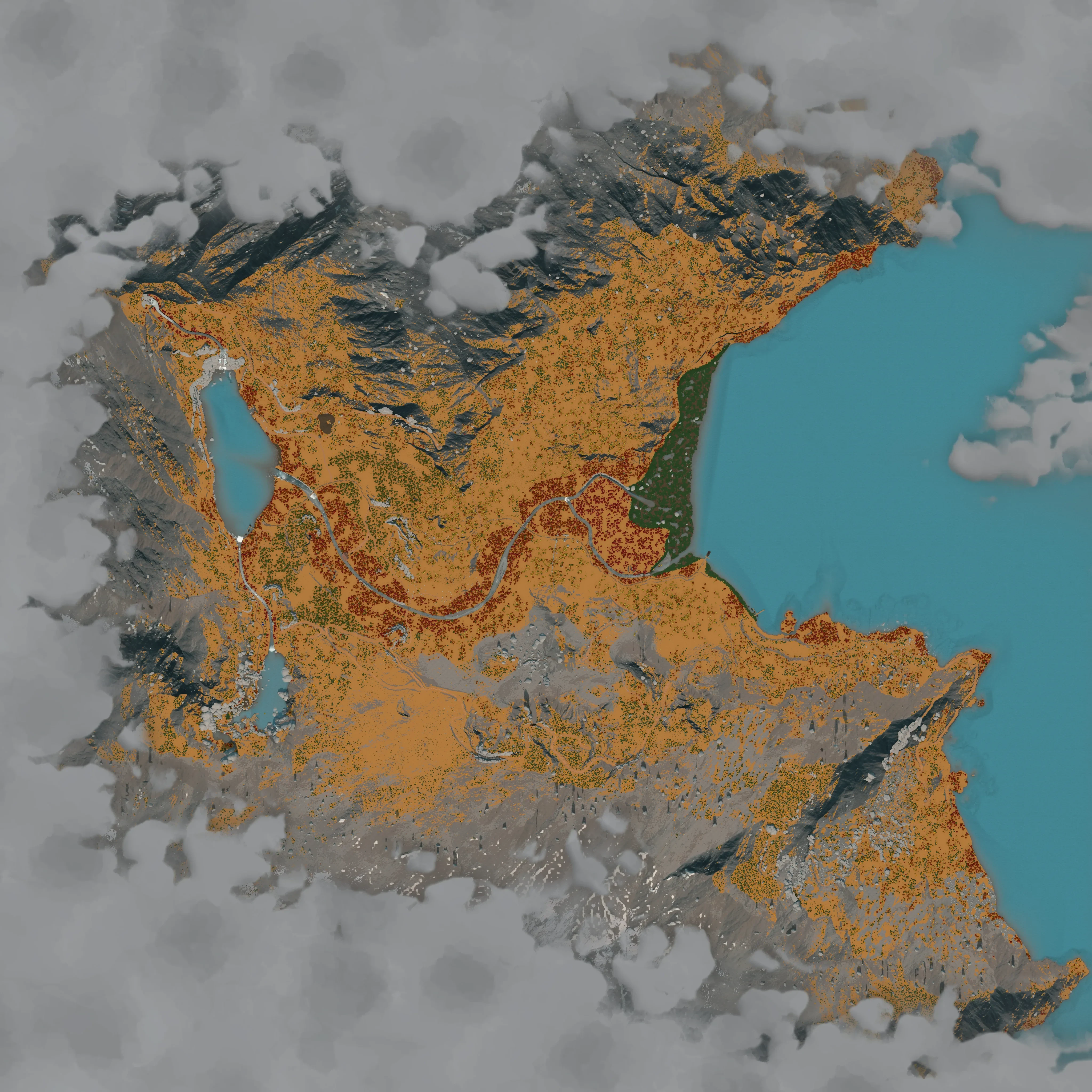 Emerald Lake satellite terrain view